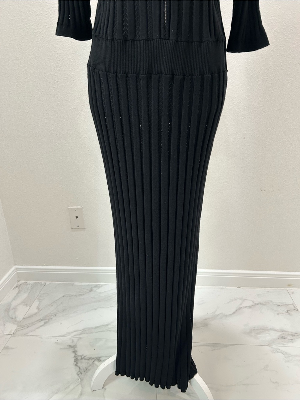 Varley by Anthropologie Black Zip-Front Midi Knit Dress, Size XL - Picture 7 of 11
